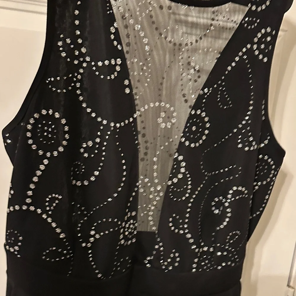 Black Sleeveless Dress with Silver Accents - Picture 5 of 7